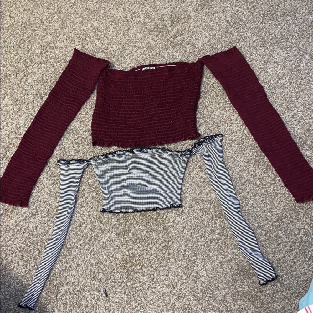 FashionNova long sleeve off shoulder crop tops